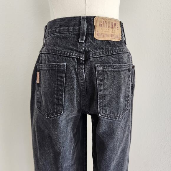 Vintage 90s Gitano Black Wash High Rise Tapered Leg Denim Jeans 2 80s - Picture 5 of 9